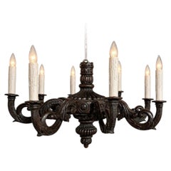 Antique French Louis XIV Carved Wood Chandelier