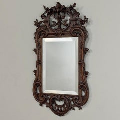 Antique French Louis XIV Carved Wood Mirror