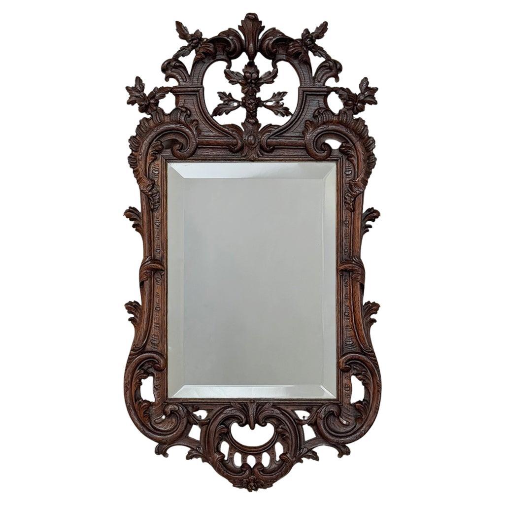 Antique French Louis XIV Carved Wood Mirror (Specchio in legno intagliato)