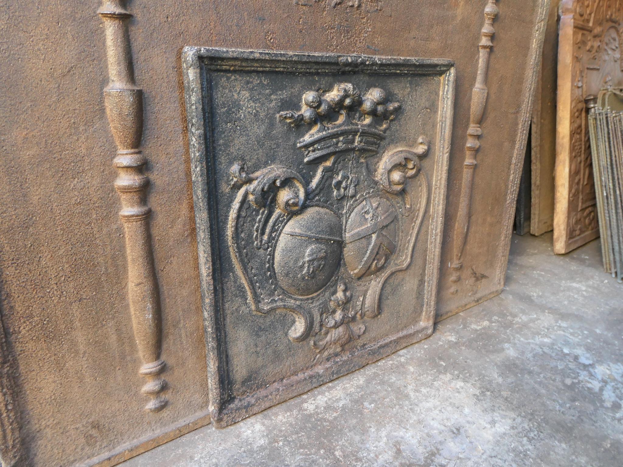 Antique French Louis XIV 'Coat of Arms' Fireback, 17th Century 4