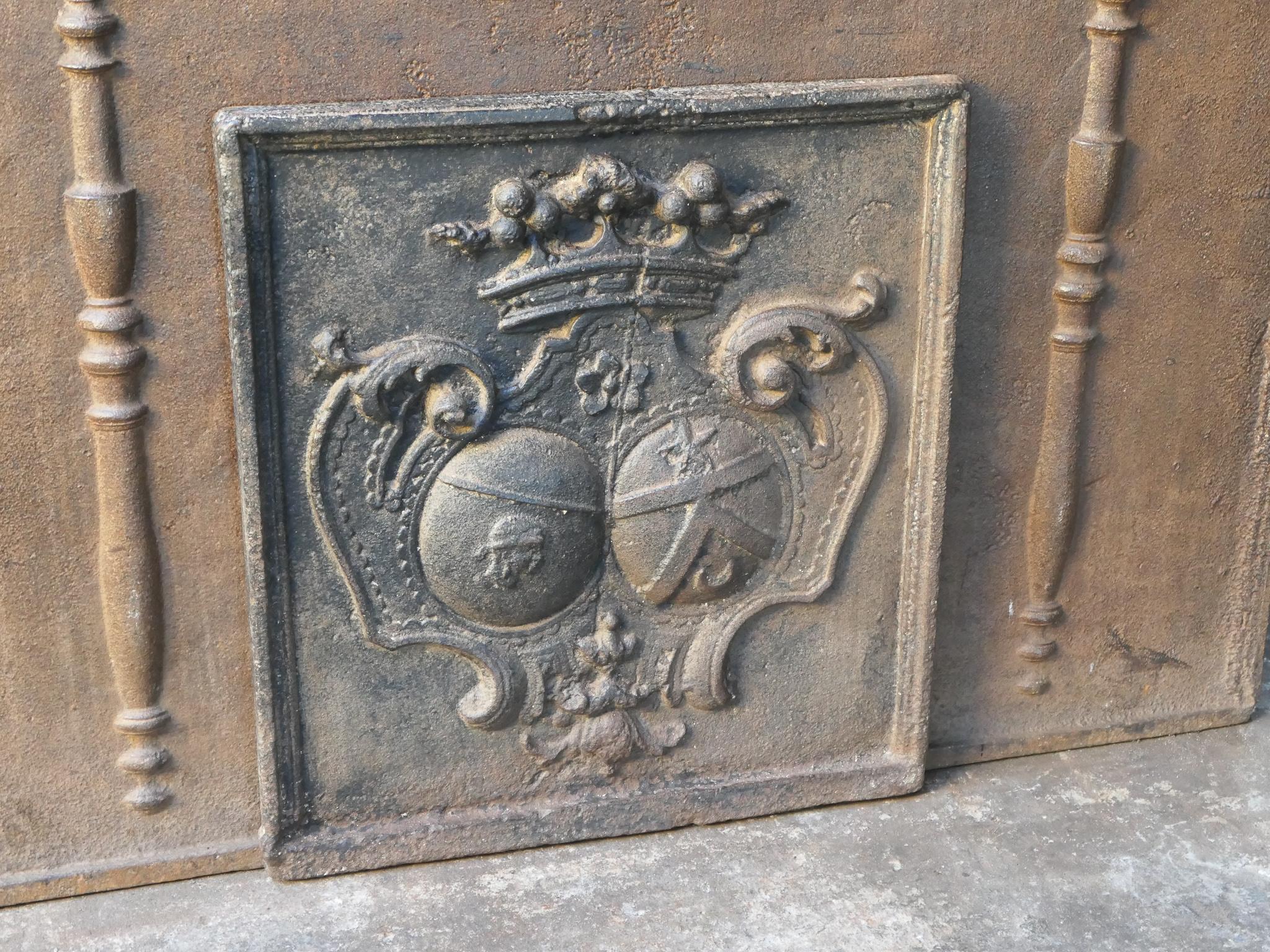 Iron Antique French Louis XIV 'Coat of Arms' Fireback, 17th Century