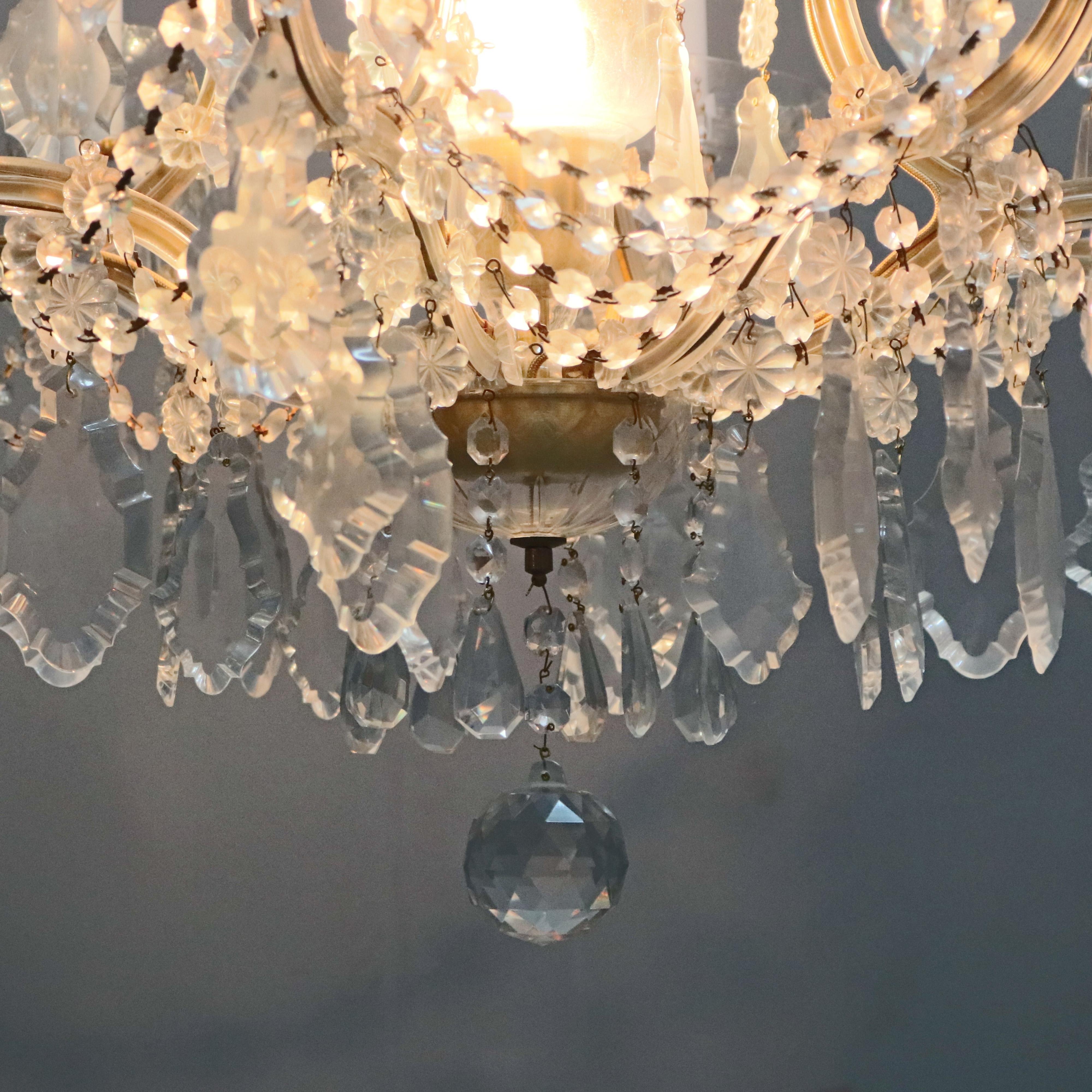 Gilt Antique French Louis XIV Crystal Chandelier, 20th Century