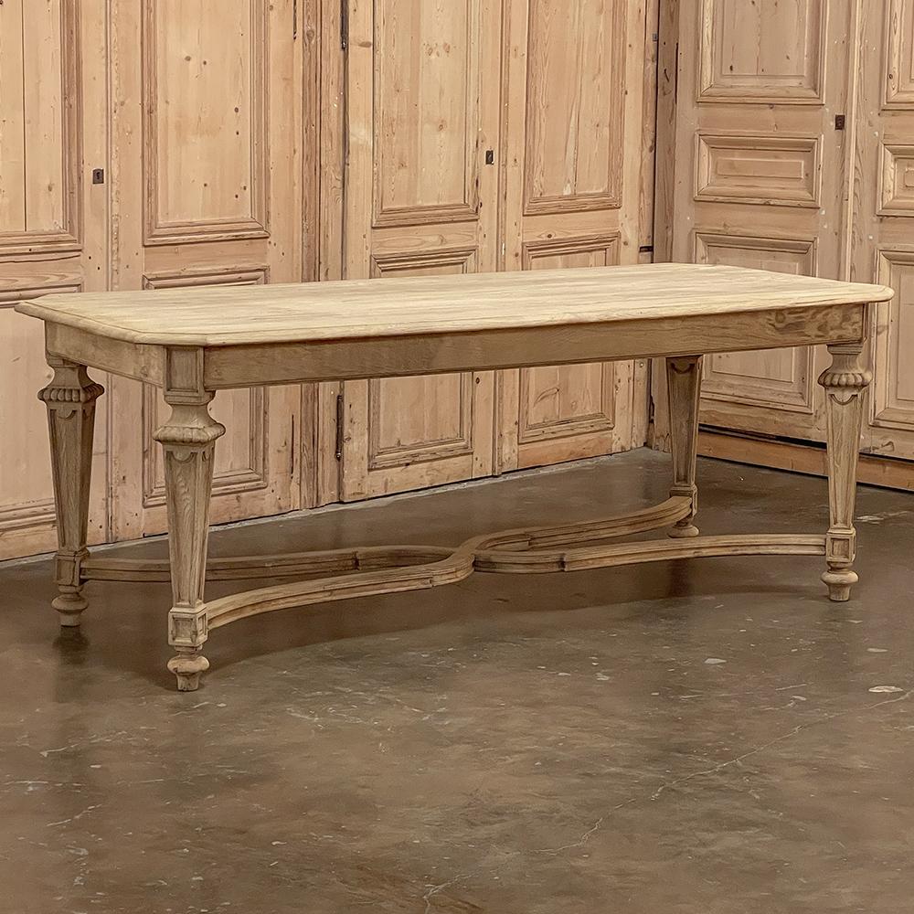 Hand-Crafted Antique French Louis XIV Dining Table in Stripped Oak