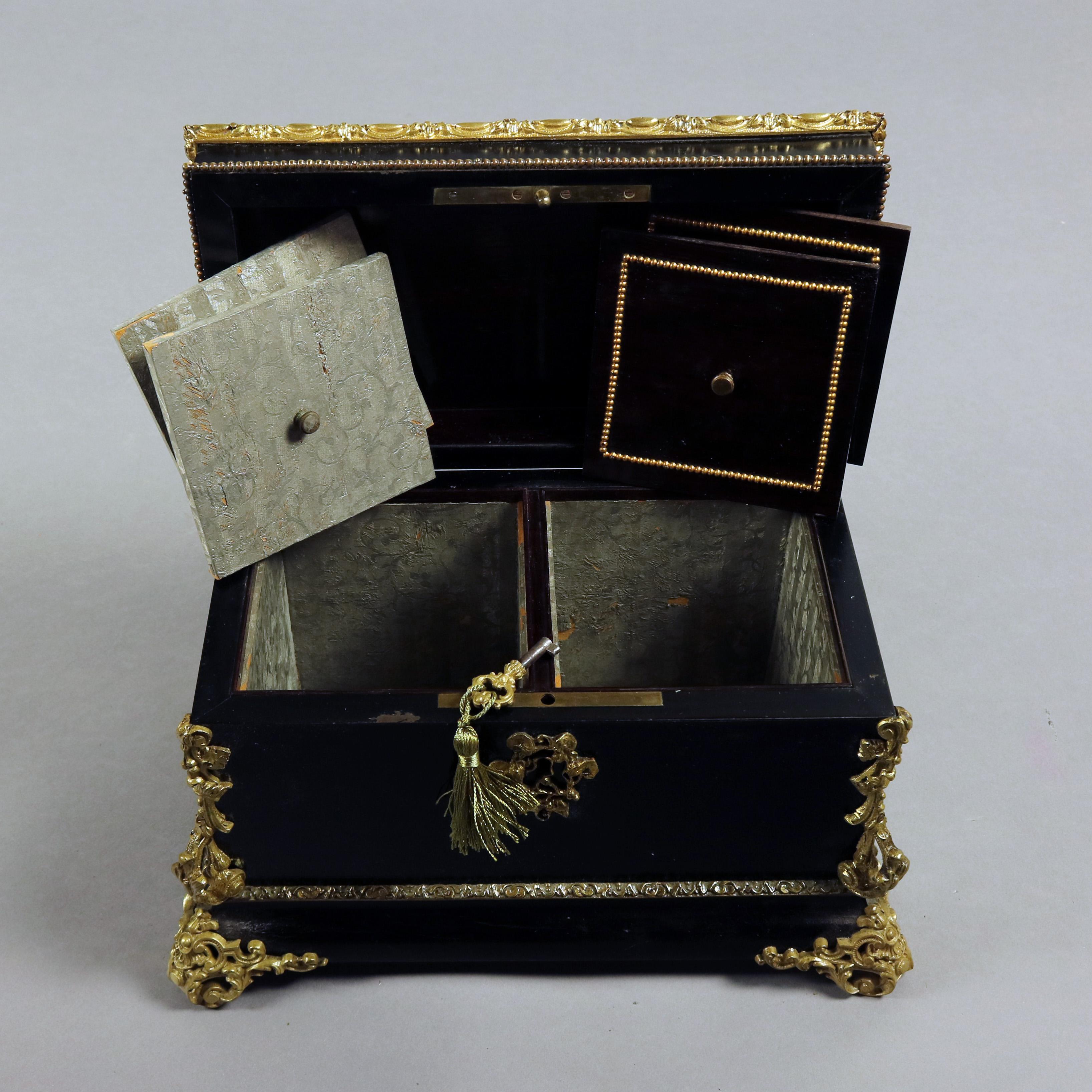 Antique French Louis XIV Ebonized, Ormolu and Sevres School Tea Caddy 7