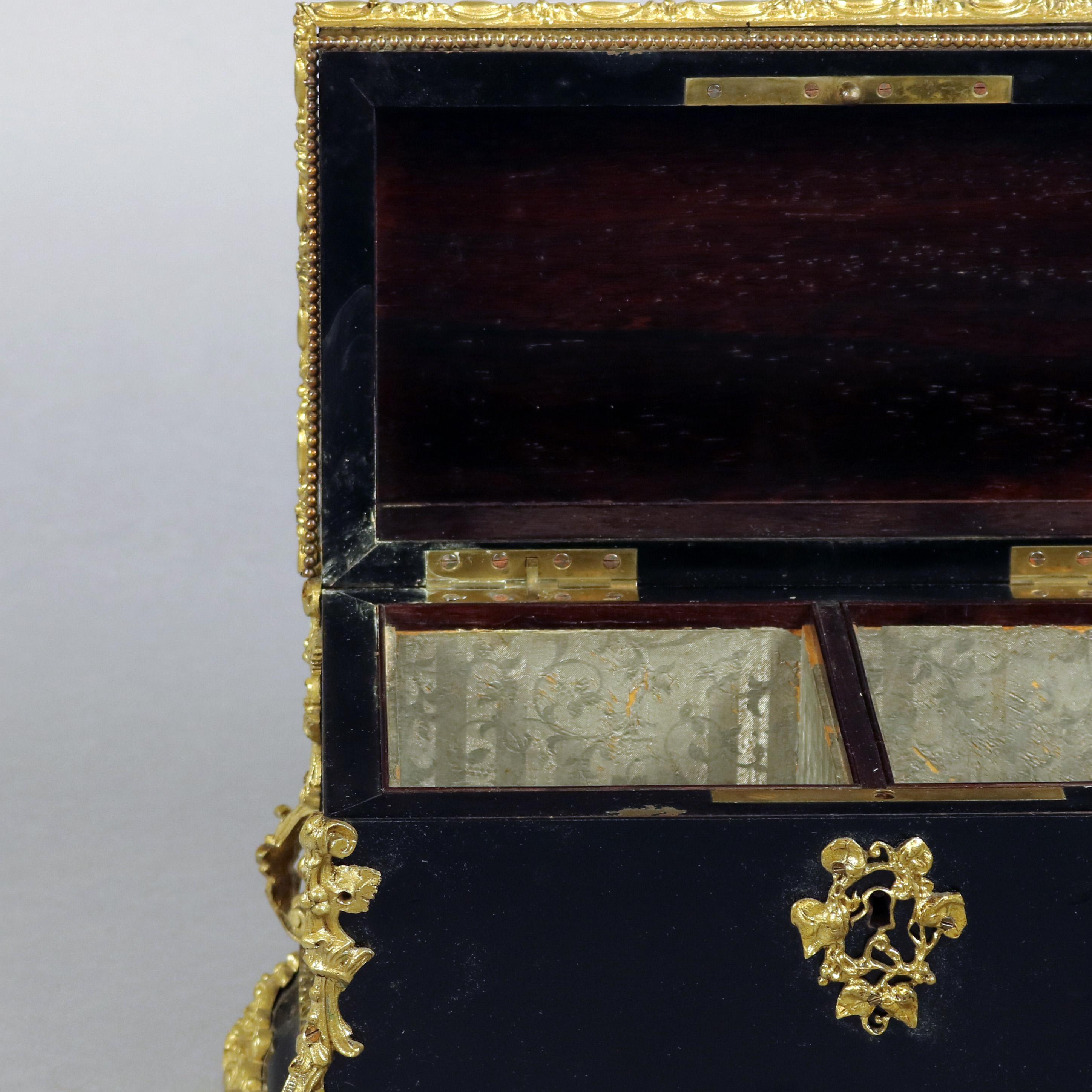 Tin Antique French Louis XIV Ebonized, Ormolu and Sevres School Tea Caddy