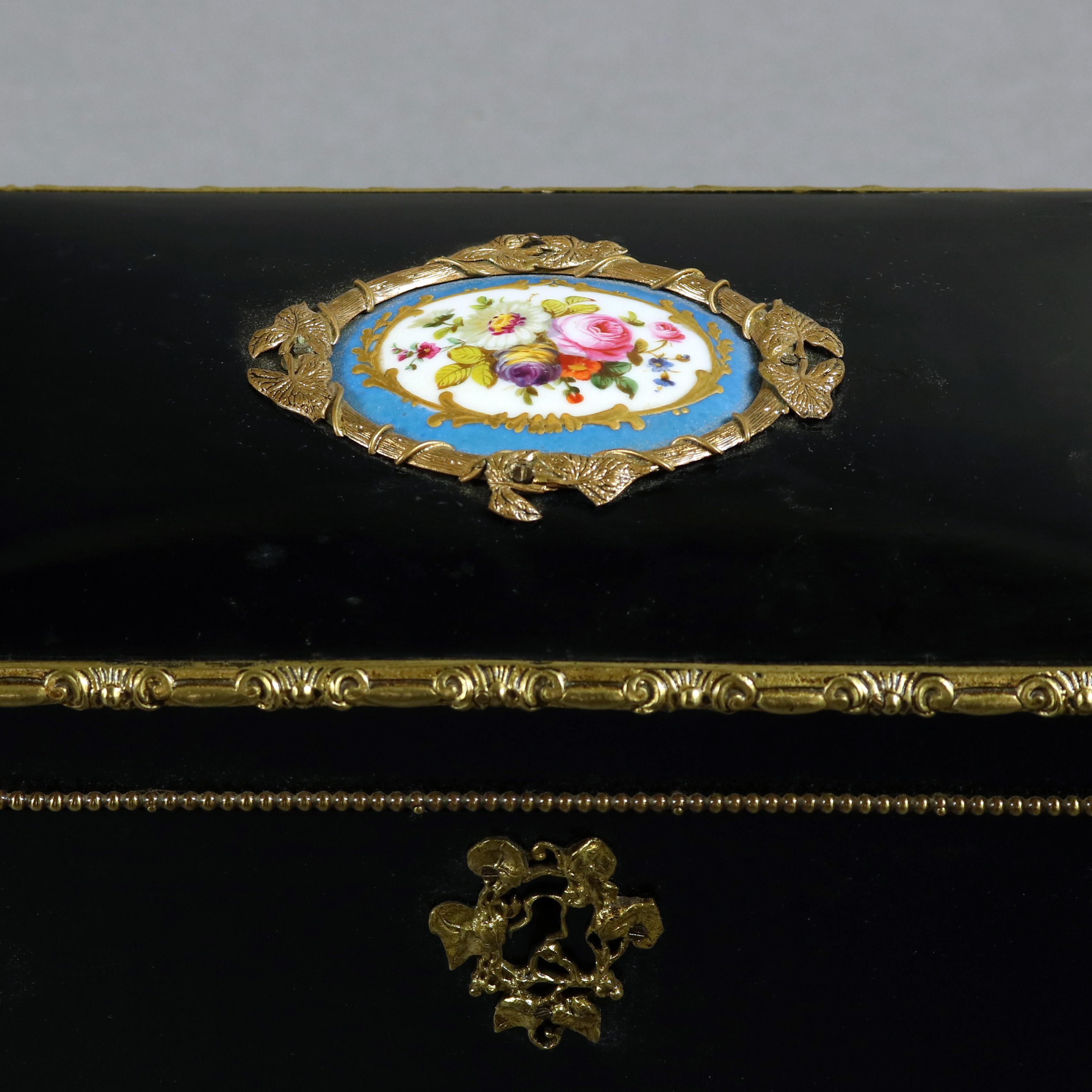 Antique French Louis XIV Ebonized, Ormolu and Sevres School Tea Caddy 2