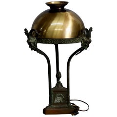 Antique French Louis XIV Figural Bronze Table Lamp with Satyr Masks, circa 1910