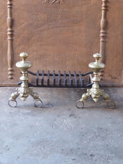 Antique French Louis XIV Fire Grate, Fireplace Grate, 17th Century