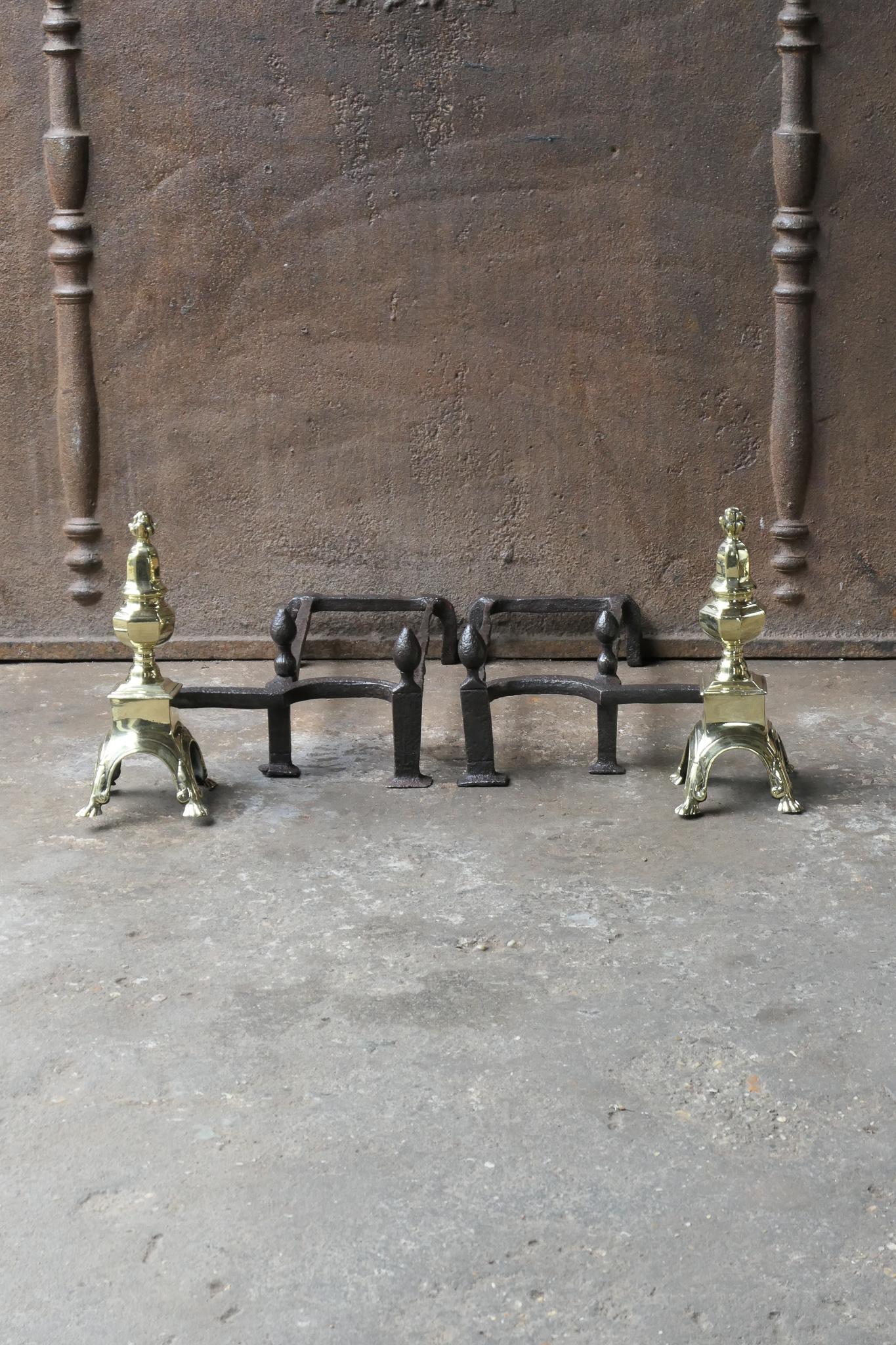 17th century French Louis XIV period fireplace basket - fire basket made of bronze and wrought iron. 

The basket is in a good condition and is fully functional.