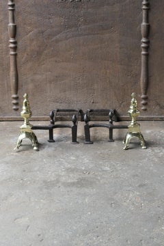 Antique French Louis XIV Fire Grate, Fireplace Grate, 17th Century