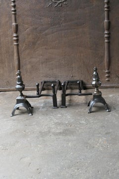 Antique French Louis XIV Fire Grate, Fireplace Grate, 17th Century