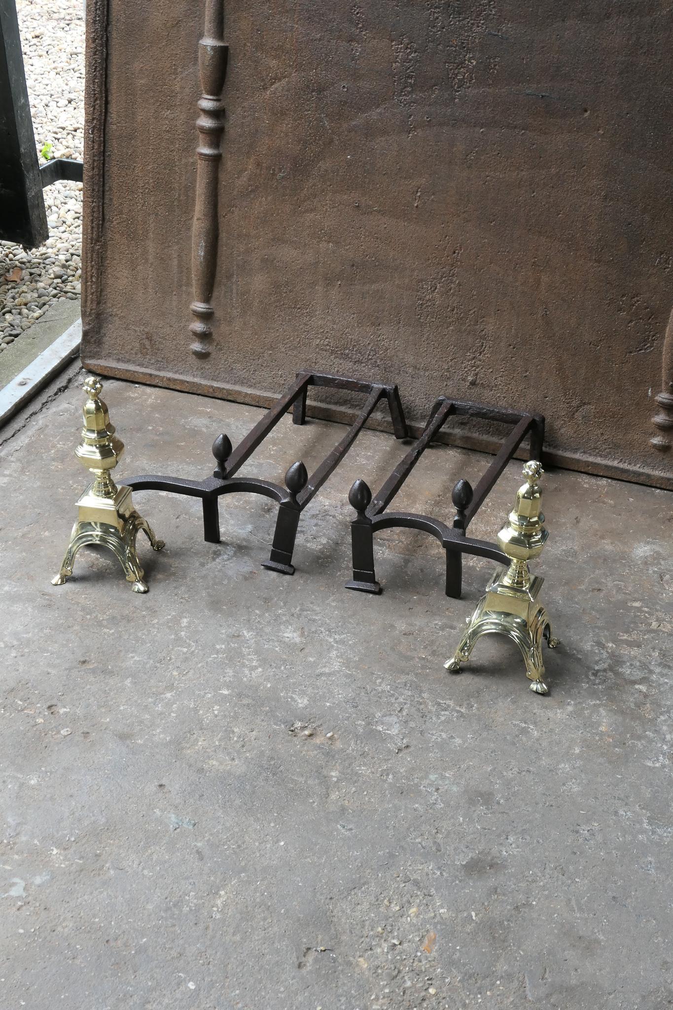 Forged Antique French Louis XIV Fire Grate, Fireplace Grate, 17th Century For Sale