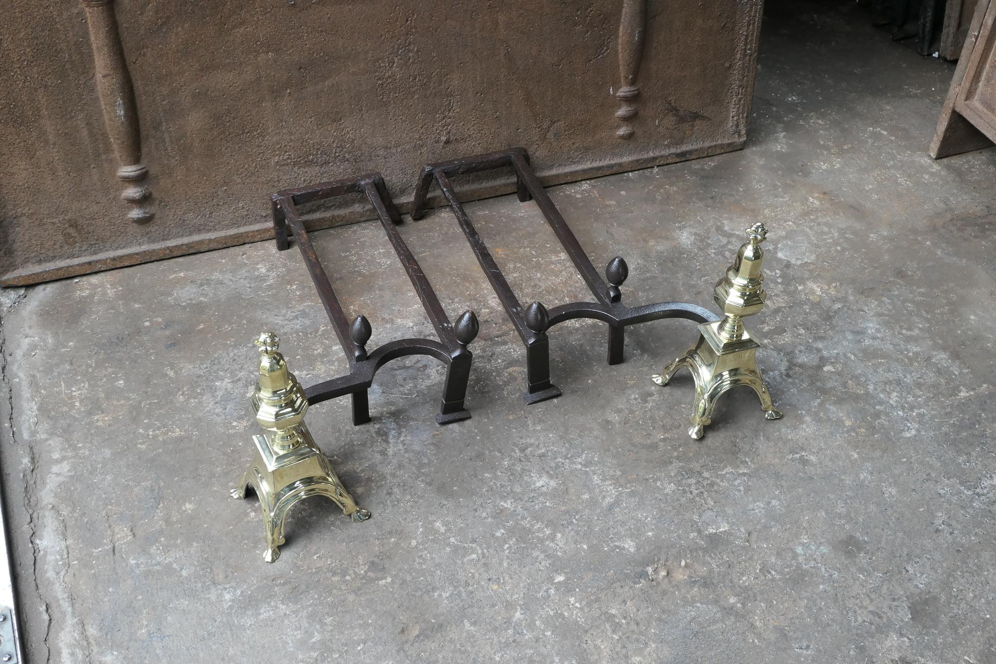 18th Century and Earlier Antique French Louis XIV Fire Grate, Fireplace Grate, 17th Century For Sale