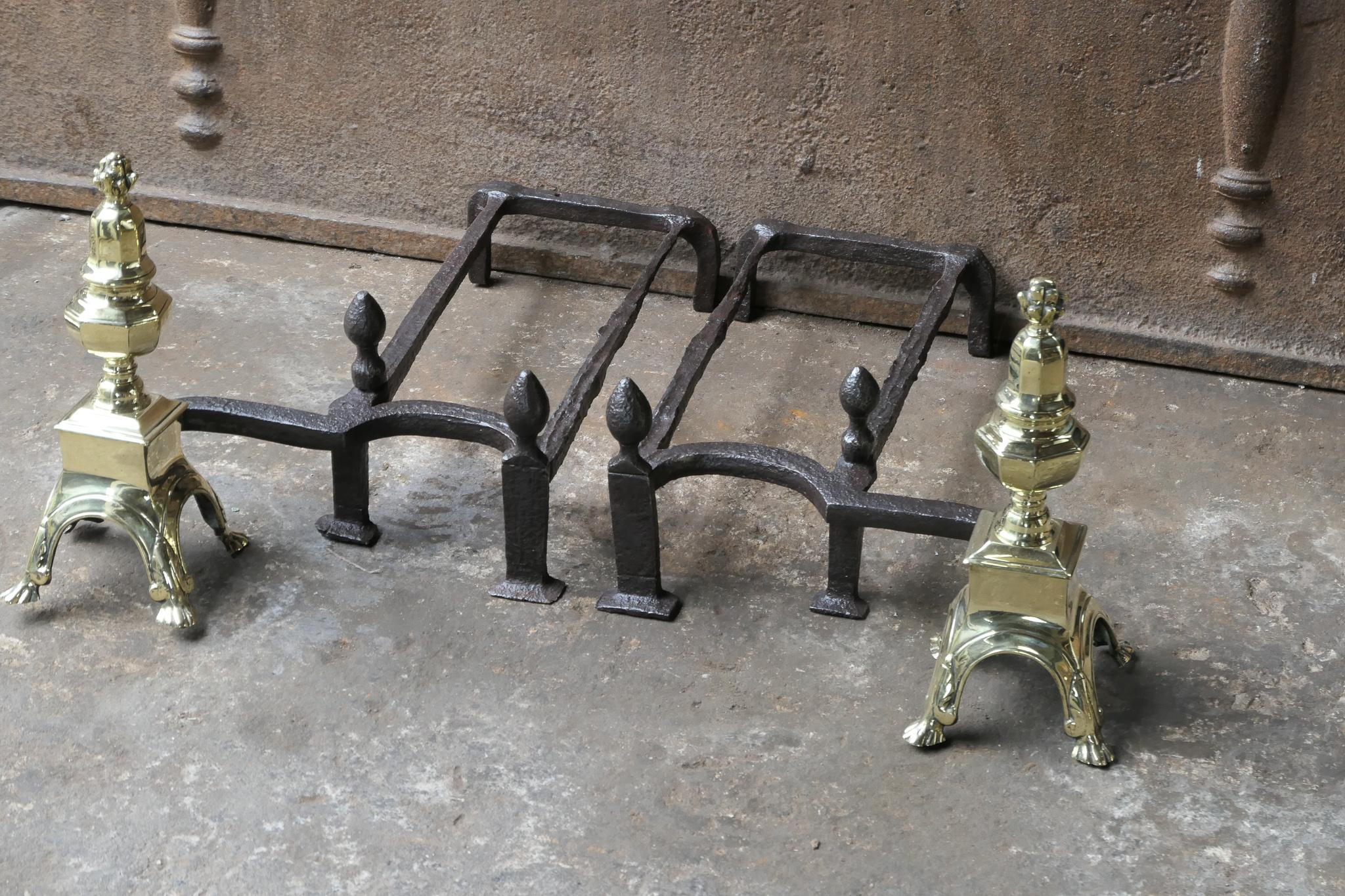 18th Century and Earlier Antique French Louis XIV Fire Grate, Fireplace Grate, 17th Century For Sale