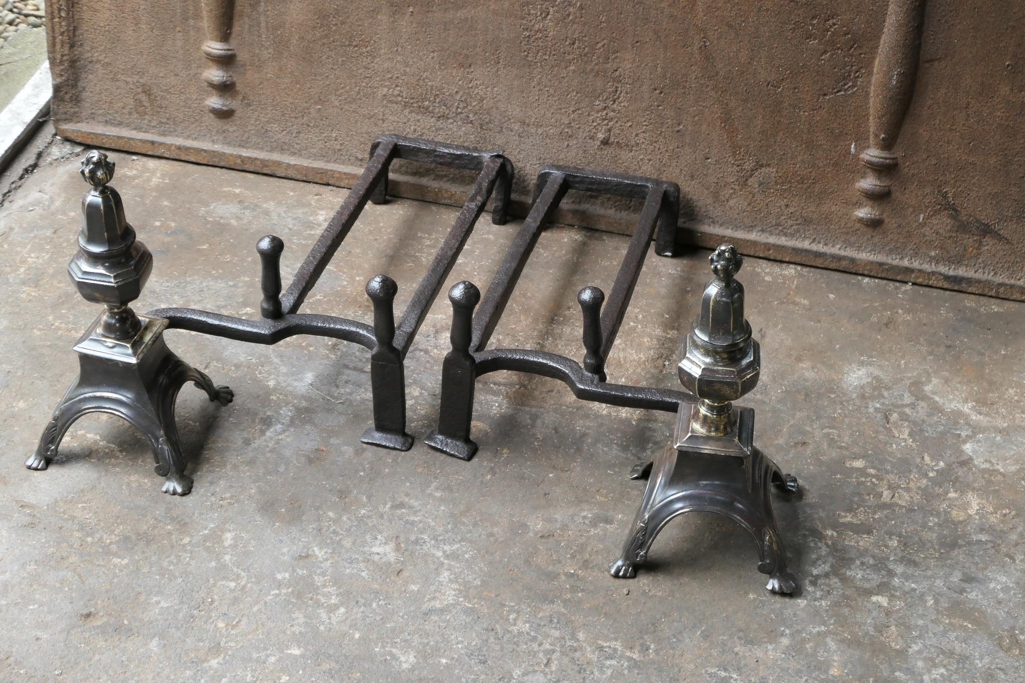 18th Century and Earlier Antique French Louis XIV Fire Grate, Fireplace Grate, 17th Century For Sale