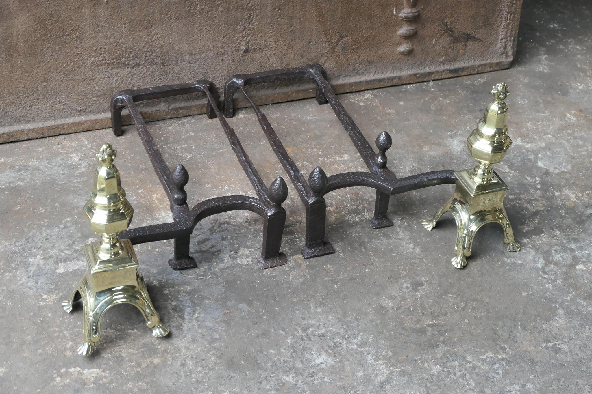Bronze Antique French Louis XIV Fire Grate, Fireplace Grate, 17th Century For Sale