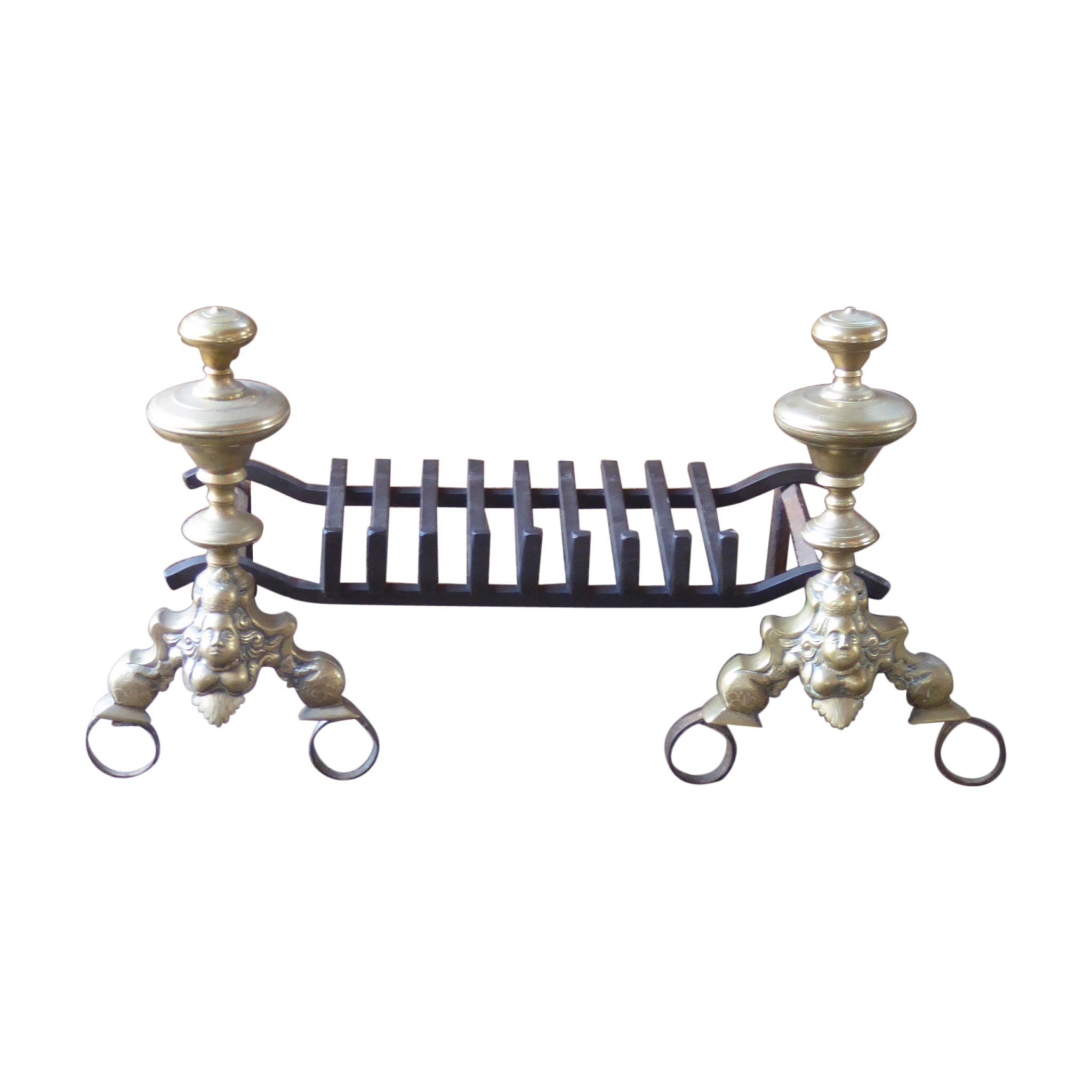 Antique French Louis XIV Fire Grate, Fireplace Grate, 17th Century