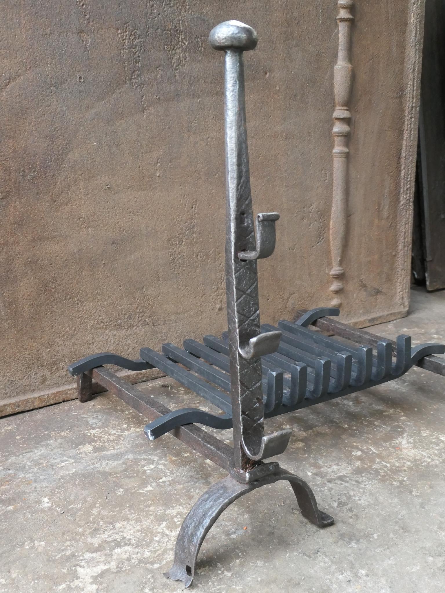 Antique French Louis XIV Fireplace Grate, 17th-18th Century For Sale 3