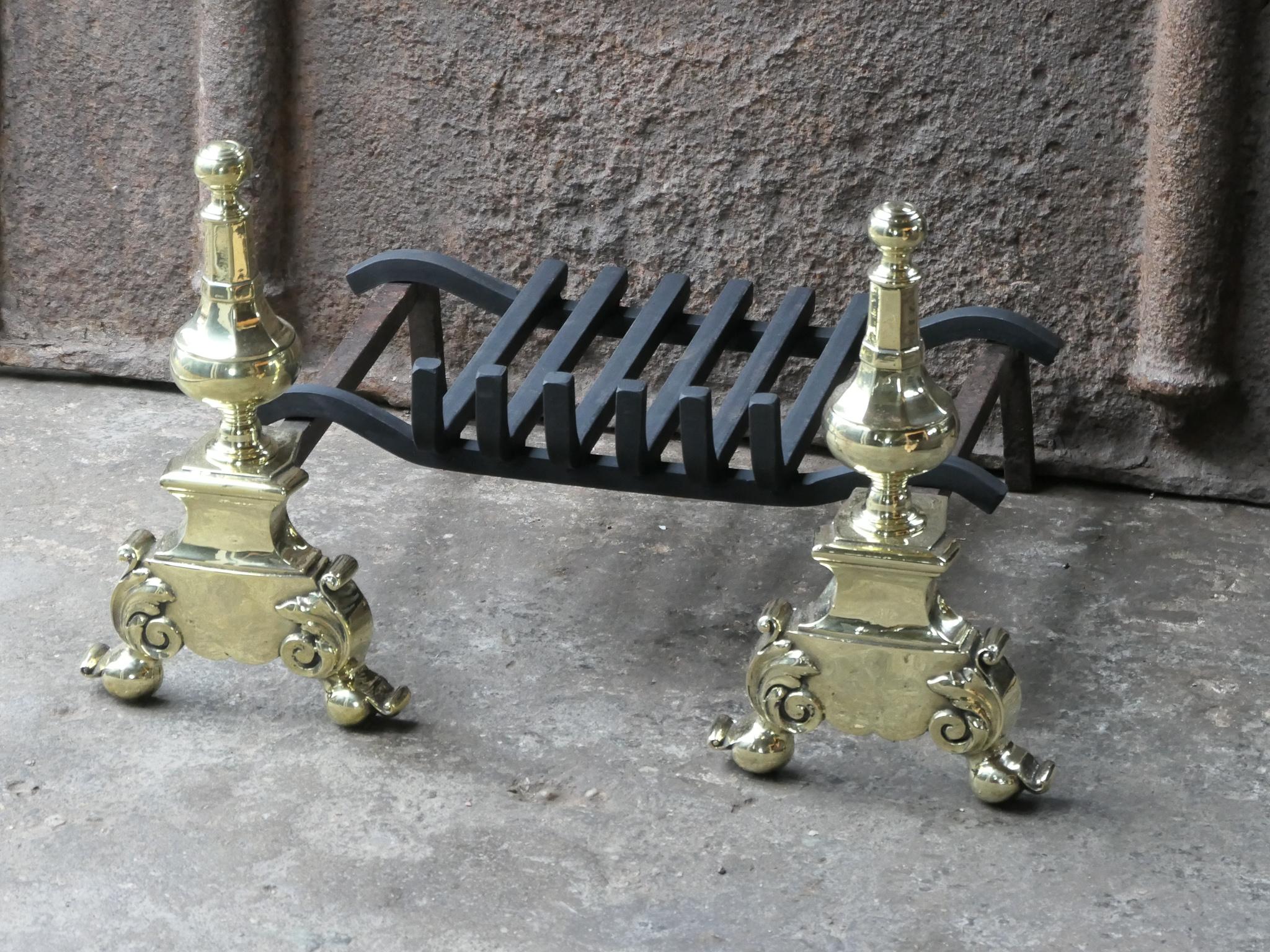 18th Century and Earlier Antique French Louis XV Fireplace Grate, 18th Century For Sale