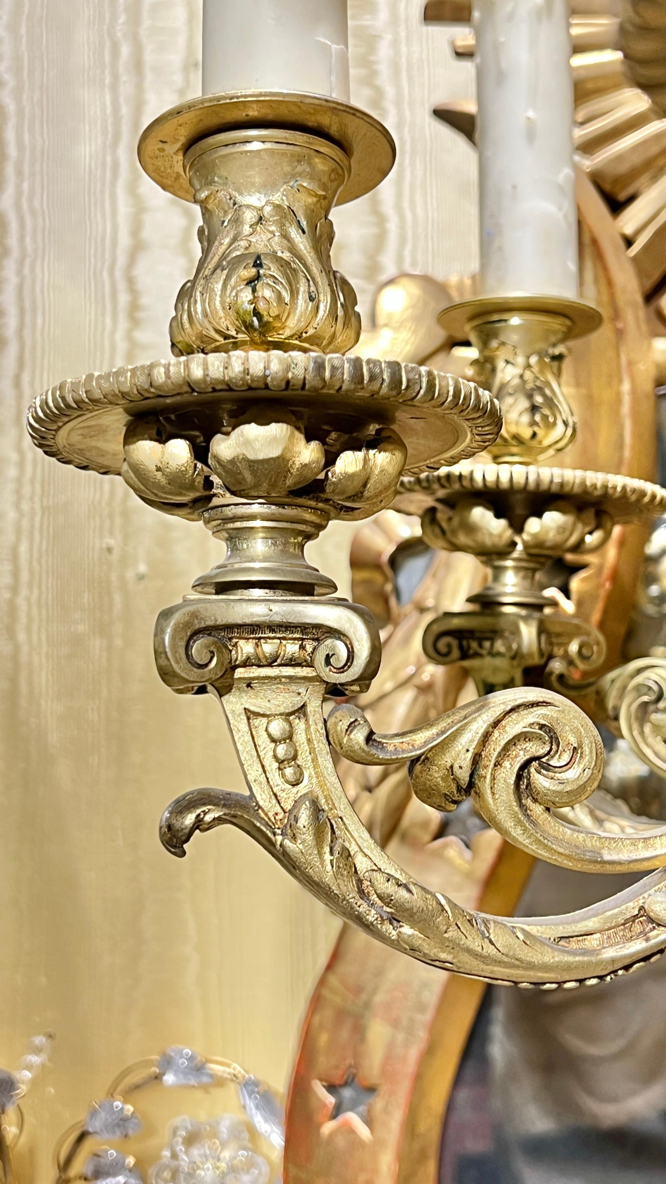 Antique French Louis XIV Gilt Bronze 8-Light Chandelier For Sale 2