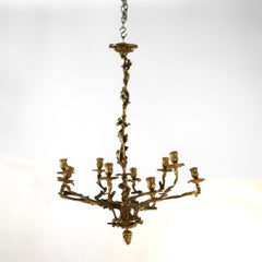 Antique French Louis XIV Gilt Bronze Figural Cherub Candelabra Chandelier c1880