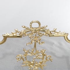 Antique French Louis XIV Gilt Bronze Fireplace Screen, 20th Century