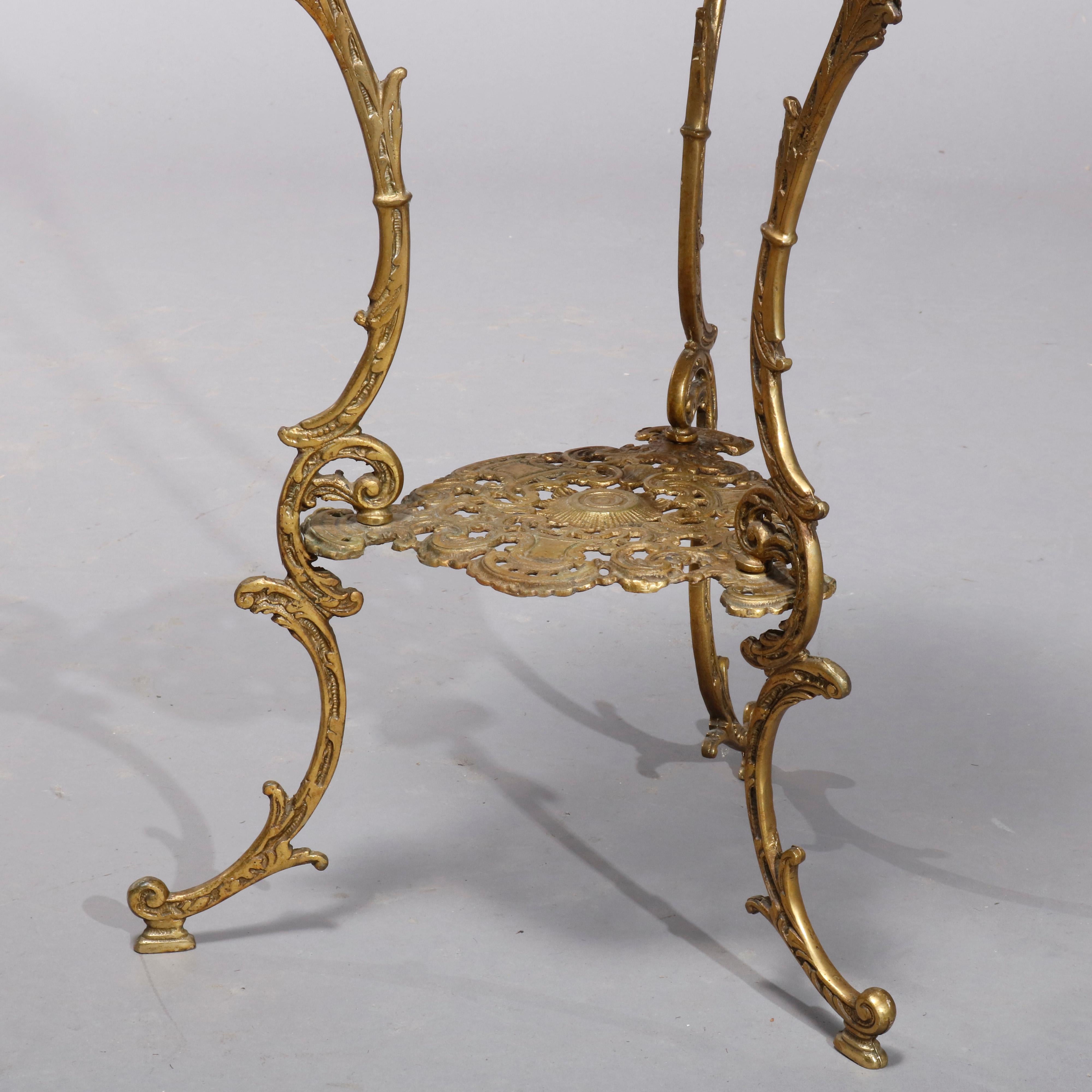 Antique French Louis XIV Gilt Bronze & Marble Foliate Form Fern Stand circa 1900 In Good Condition In Big Flats, NY
