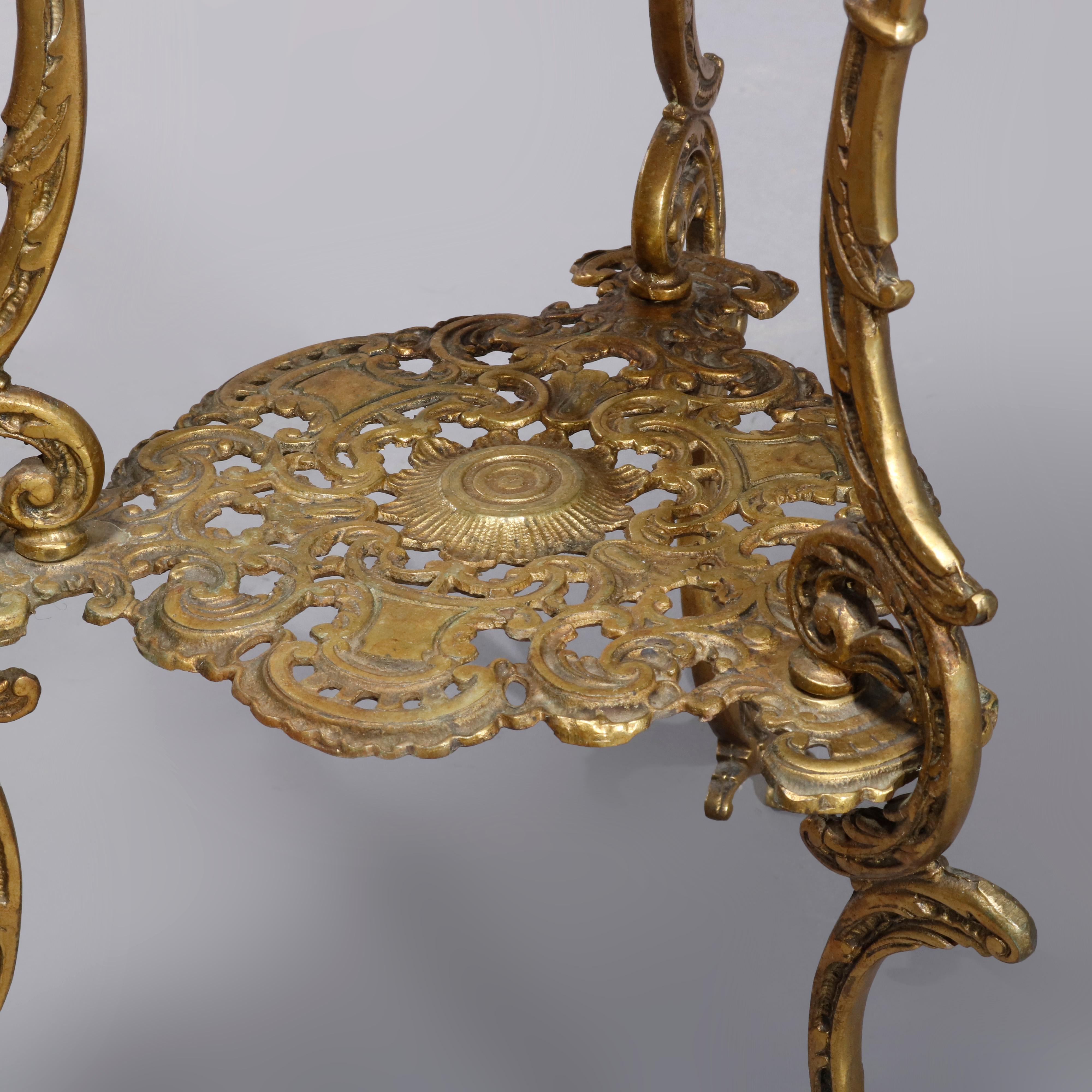 20th Century Antique French Louis XIV Gilt Bronze & Marble Foliate Form Fern Stand circa 1900