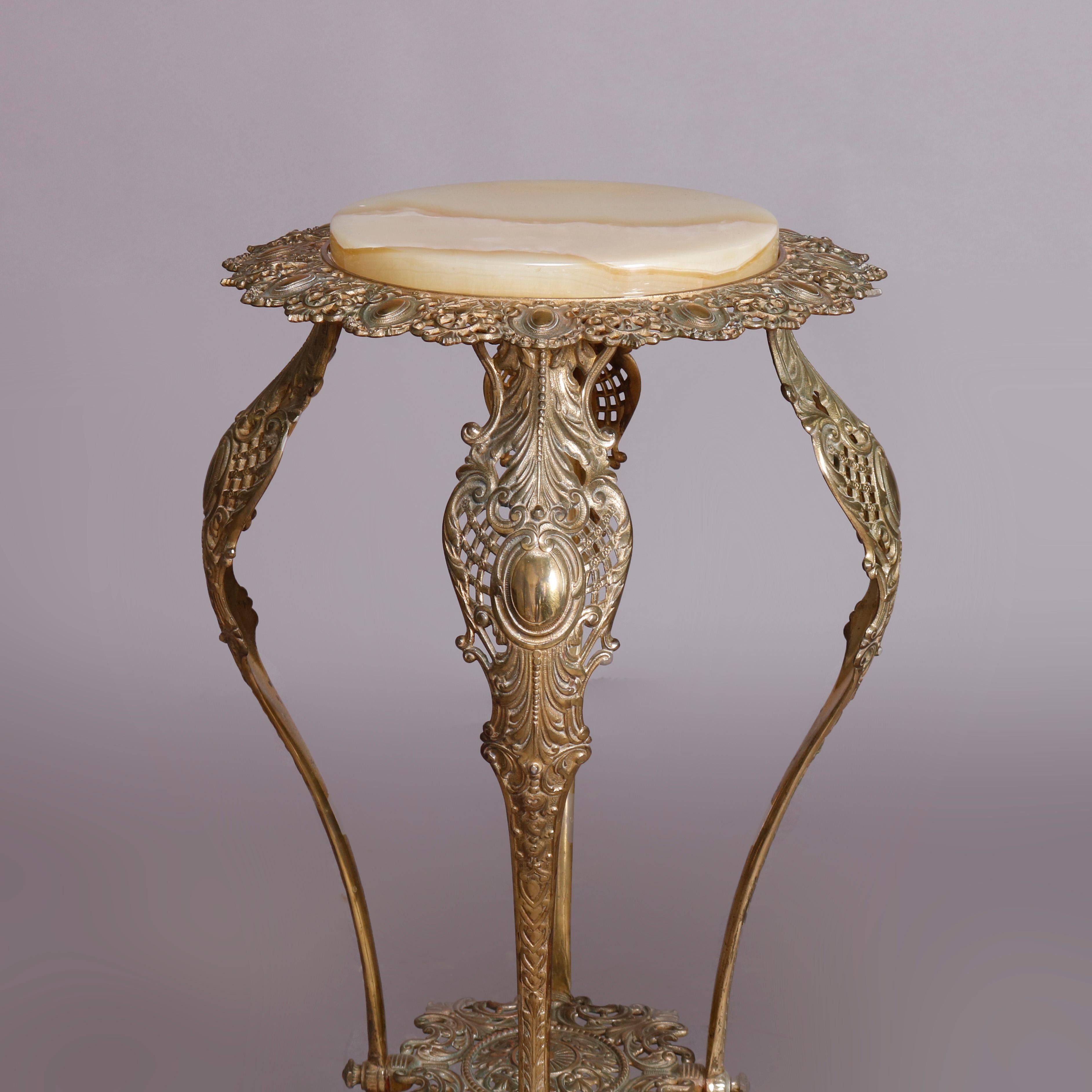 antique brass and marble plant stand