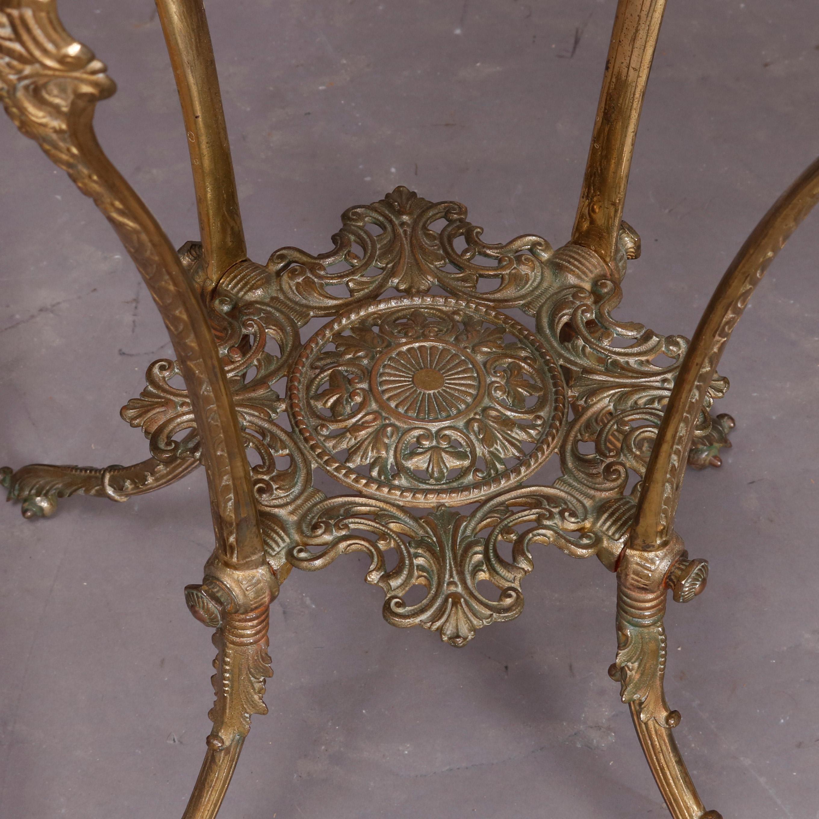 Cast Antique French Louis XIV Gilt Bronze and Marble Plant Stand, circa 1880