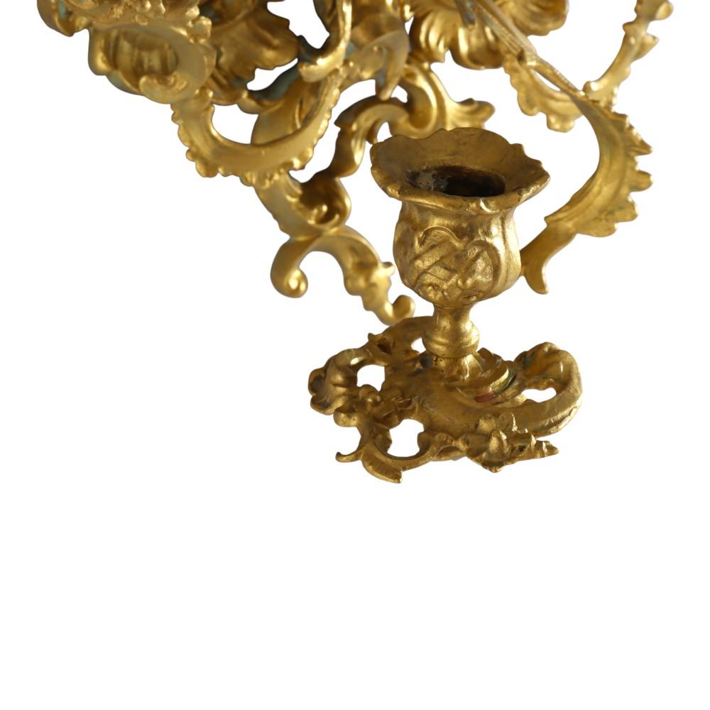 19th Century Antique French Louis XIV Gilt Bronze Mirrored Candle Wall Sconce c1890 For Sale