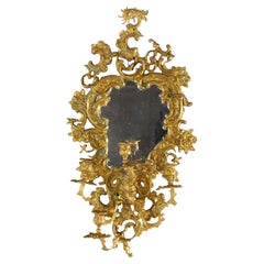 Antique French Louis XIV Gilt Bronze Mirrored Candle Wall Sconce c1890