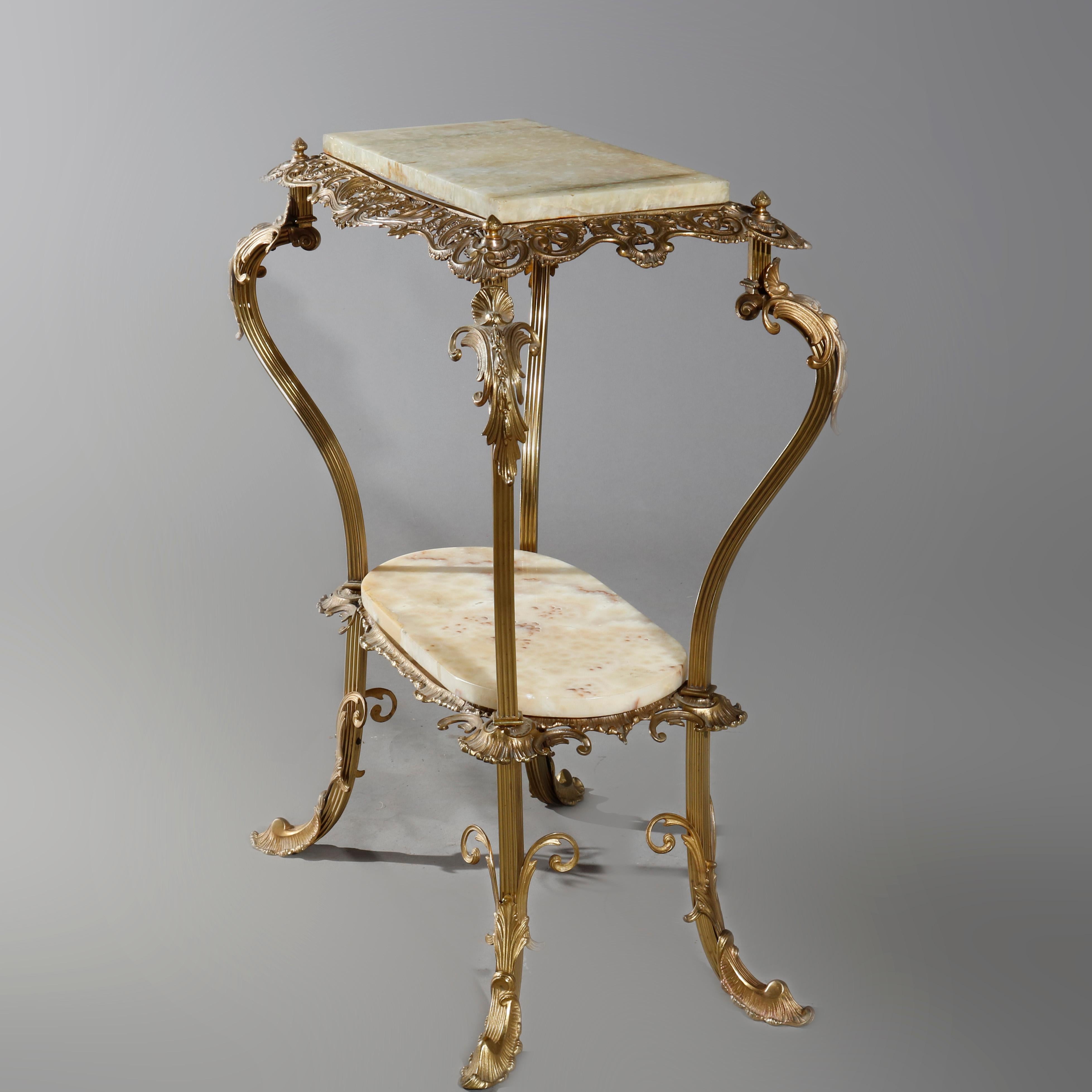 19th Century Antique French Louis XIV Gilt Bronze and Onyx Side Table, circa 1890