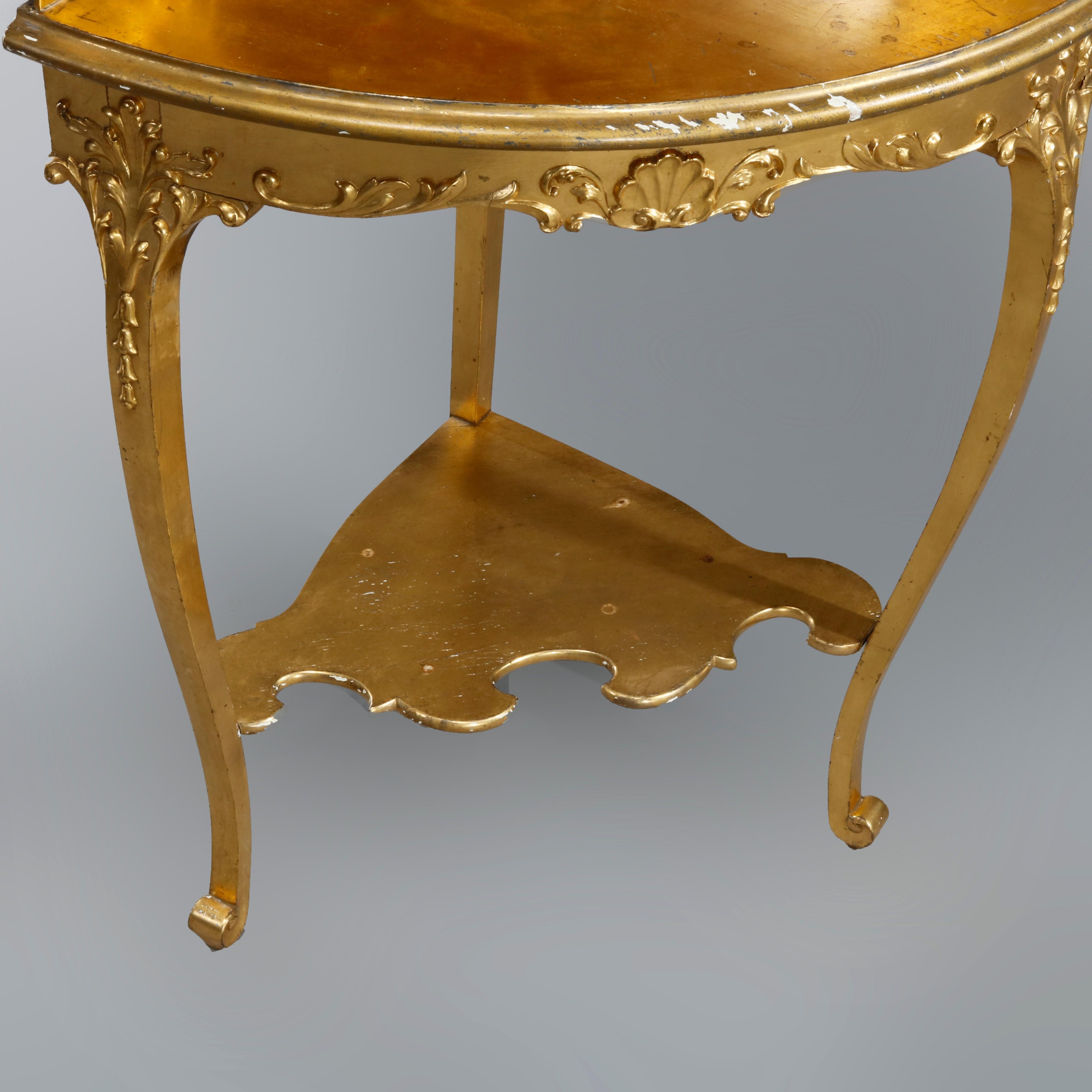 Antique French Louis XIV Giltwood 'Gold Leaf' Corner Étagère, Circa 1890 1