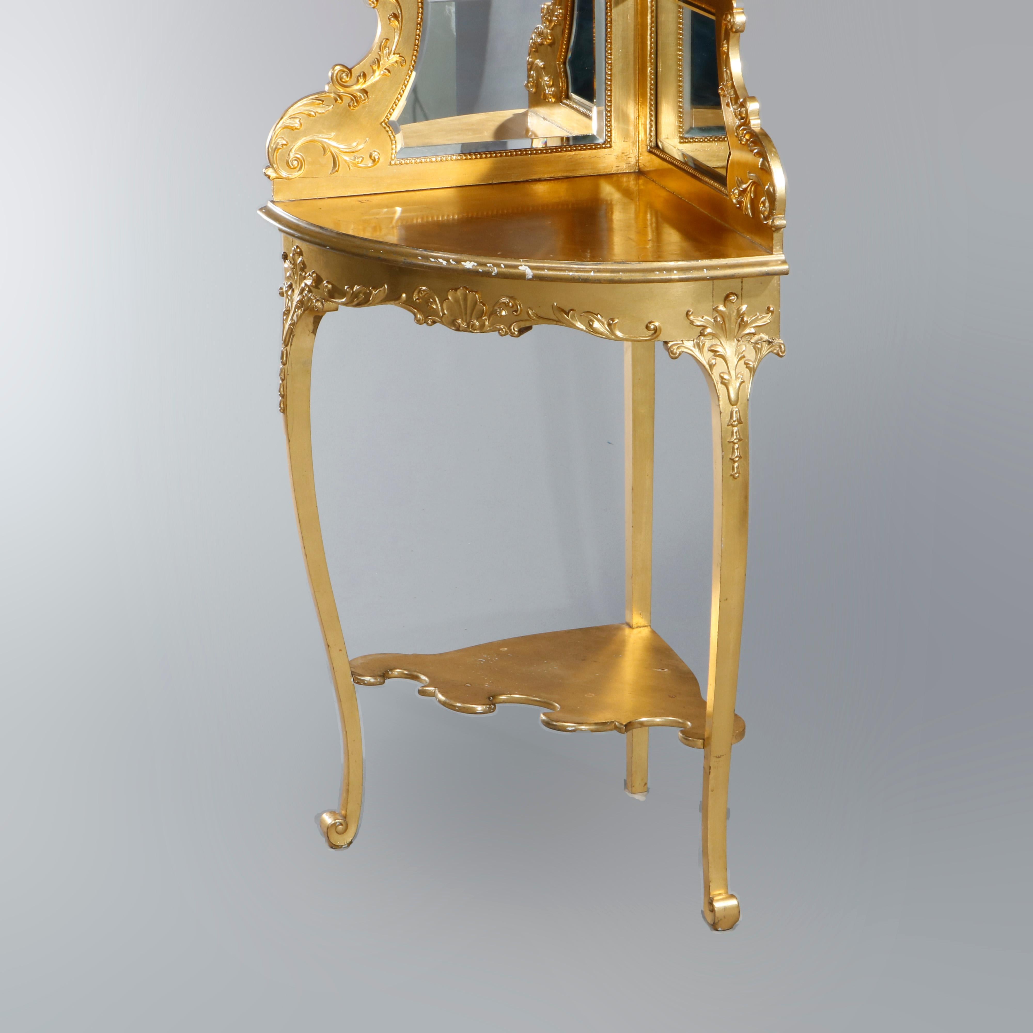 Antique French Louis XIV Giltwood 'Gold Leaf' Corner Étagère, Circa 1890 2