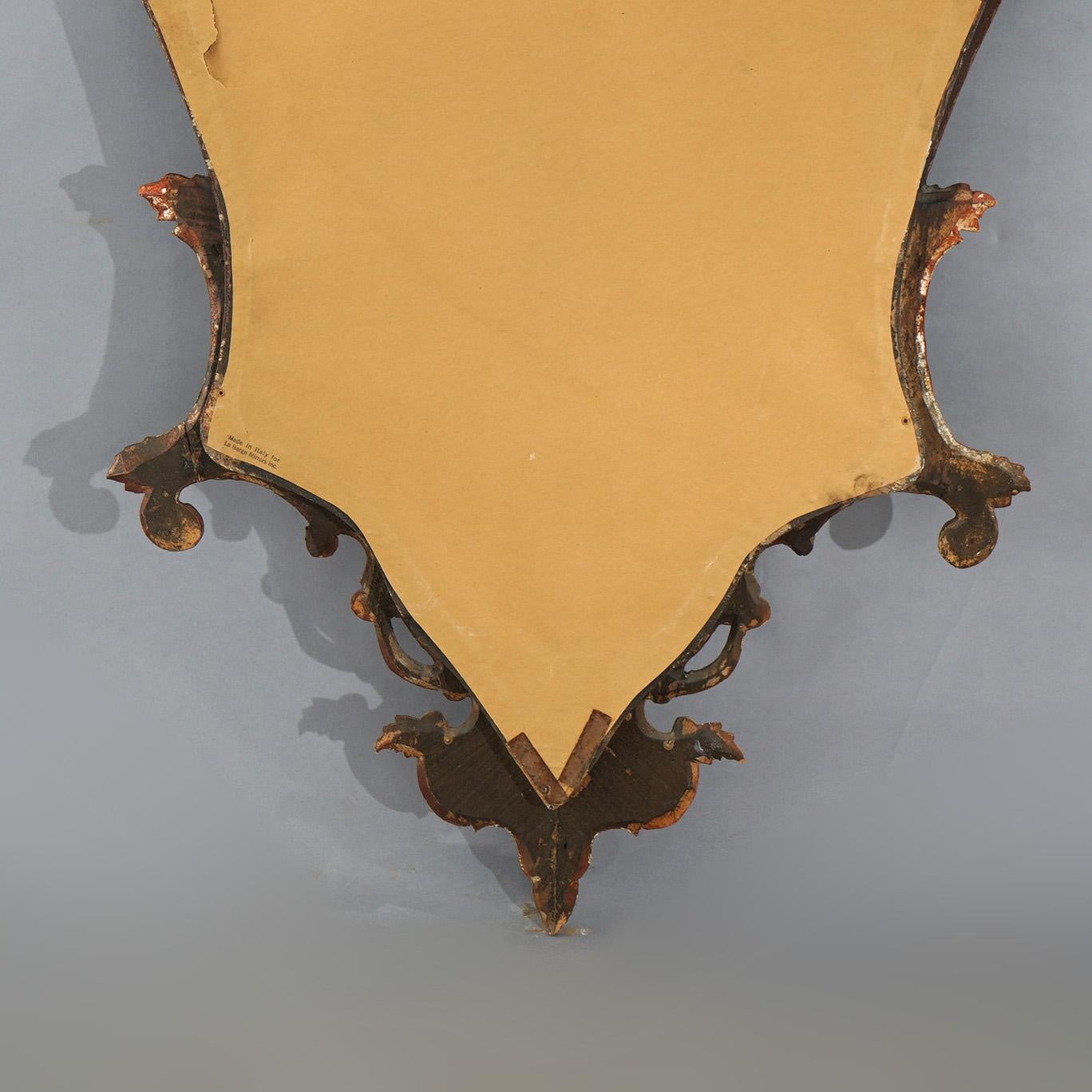 Antique French Louis XIV Giltwood Scroll & Foliate Form Shaped Wall Mirror C1920 7