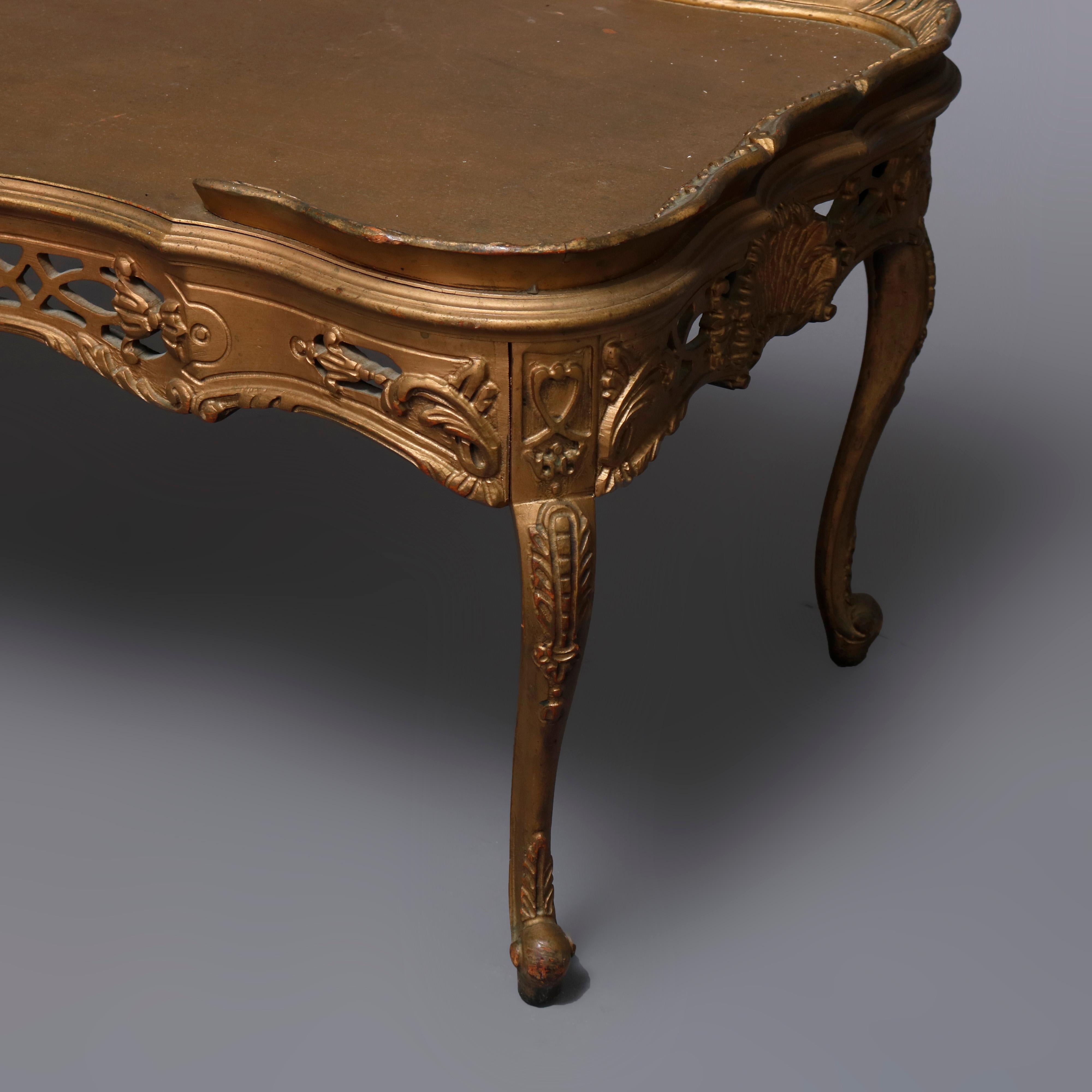 Antique French Louis XIV Giltwood Tea Table, 20th Century In Good Condition In Big Flats, NY