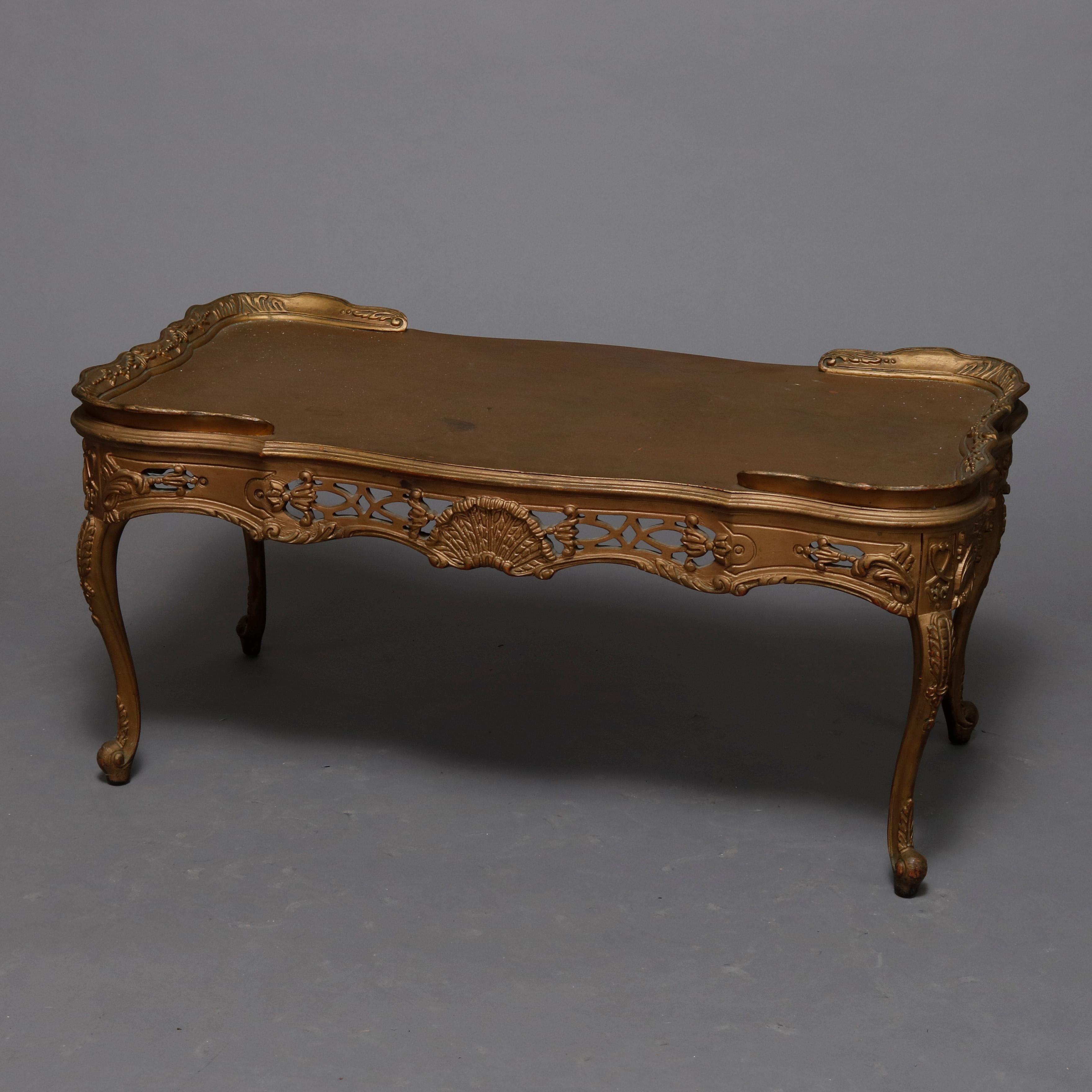 Antique French Louis XIV Giltwood Tea Table, 20th Century 2