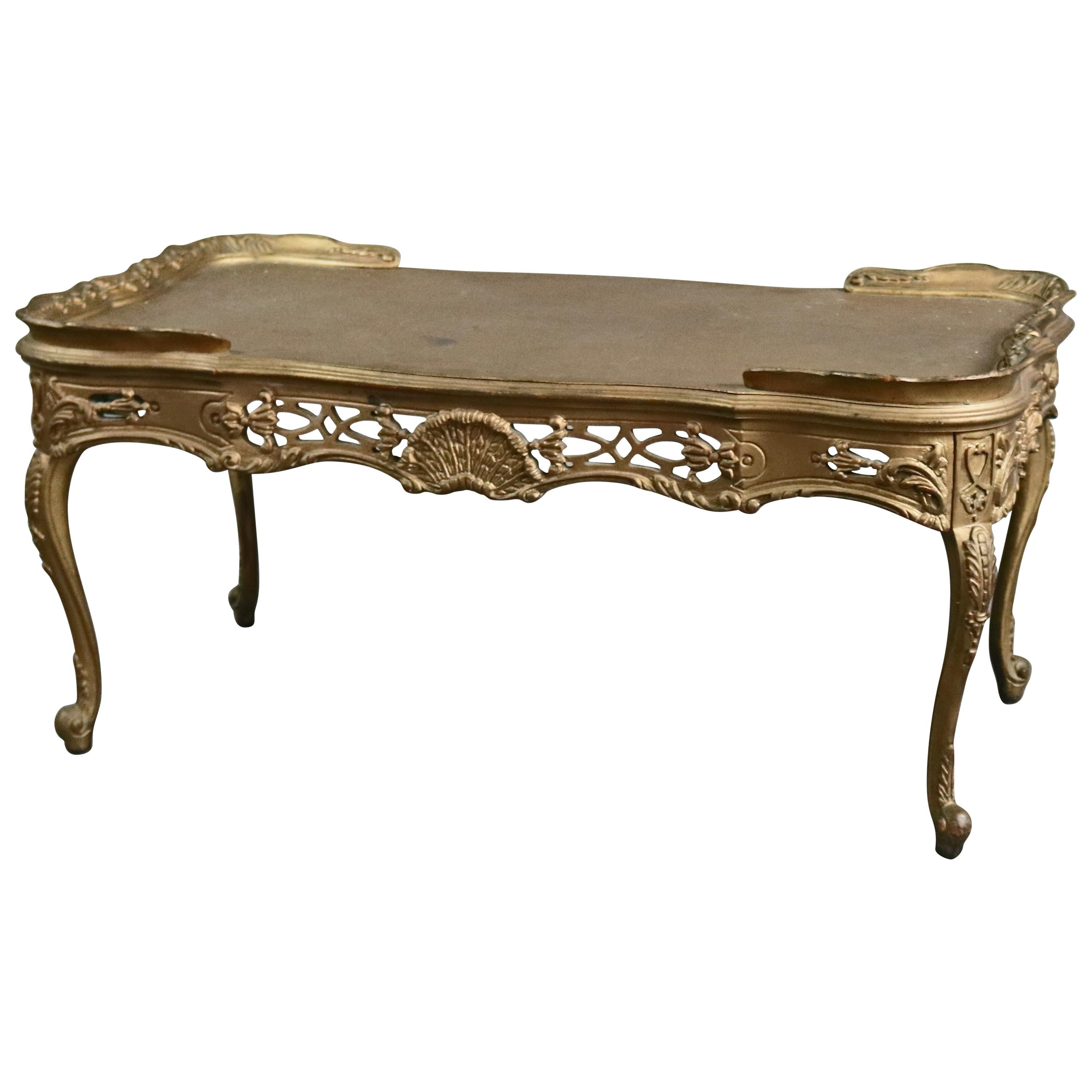 Antique French Louis XIV Giltwood Tea Table, 20th Century