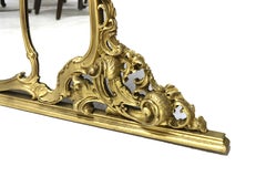 Antique French Louis XIV Giltwood Triptych Foliate Form Over Mantle Mirror 19thC