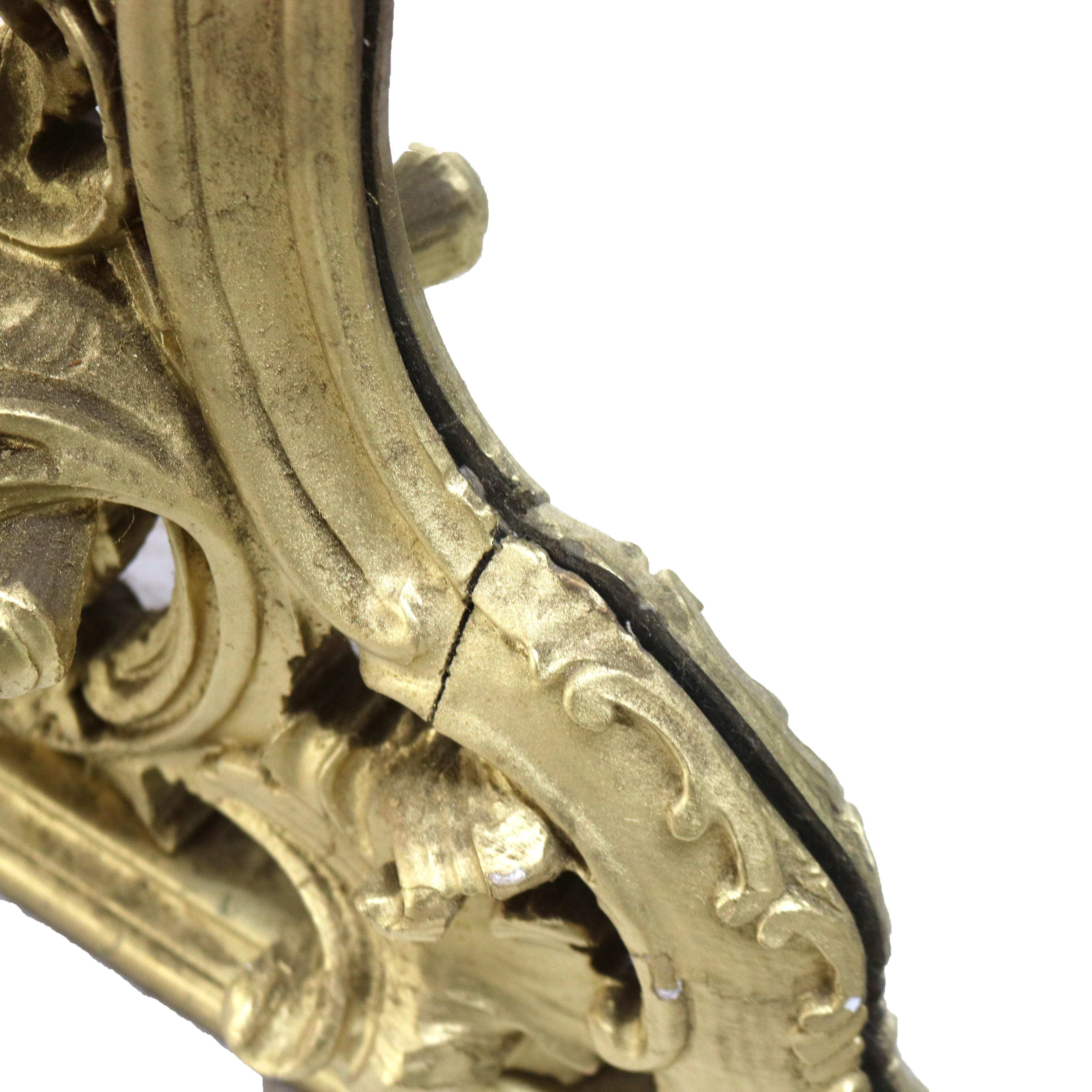 Specchio Antique French Louis XIV Giltwood Triptych Foliate Form Over Mantle Mirror XIXC in vendita