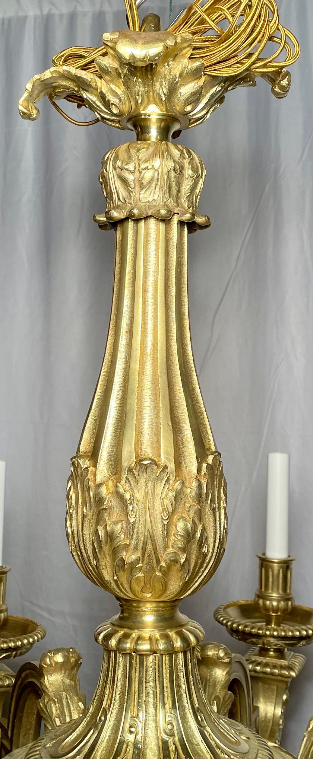 20th Century Antique French Louis XIV Gold Bronze Chandelier, Circa 1900 For Sale