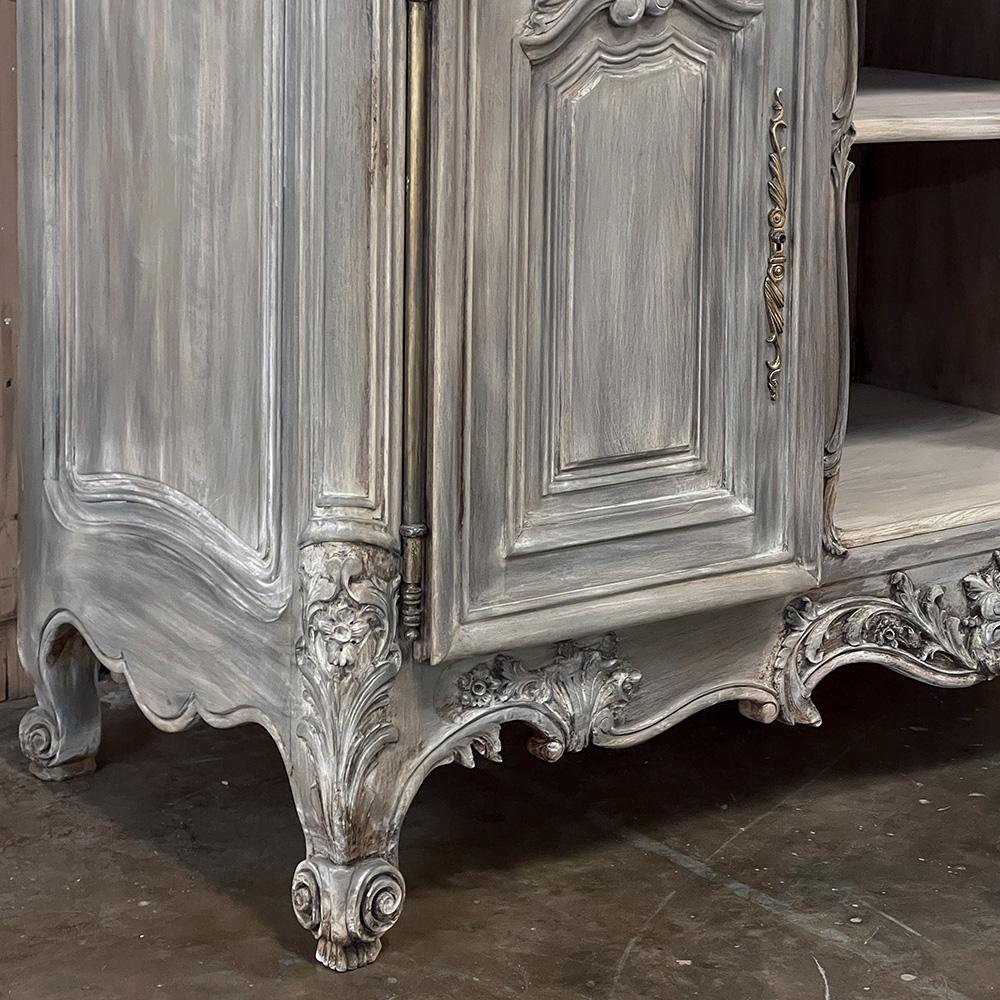 Antique French Louis XIV Gray Washed Fruitwood Marble Top Buffet For Sale 7