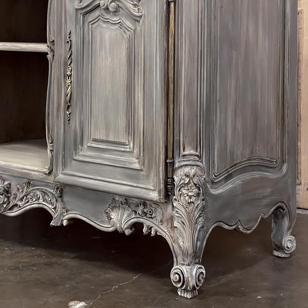Antique French Louis XIV Gray Washed Fruitwood Marble Top Buffet For Sale 12