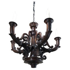 Antique French Louis XIV Hand Carved Wood Chandelier