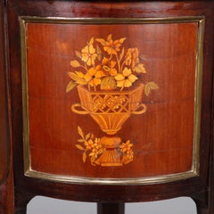Antique French Louis XIV Kingwood Marble and Ormolu Panier de Fleur Inlaid Stand