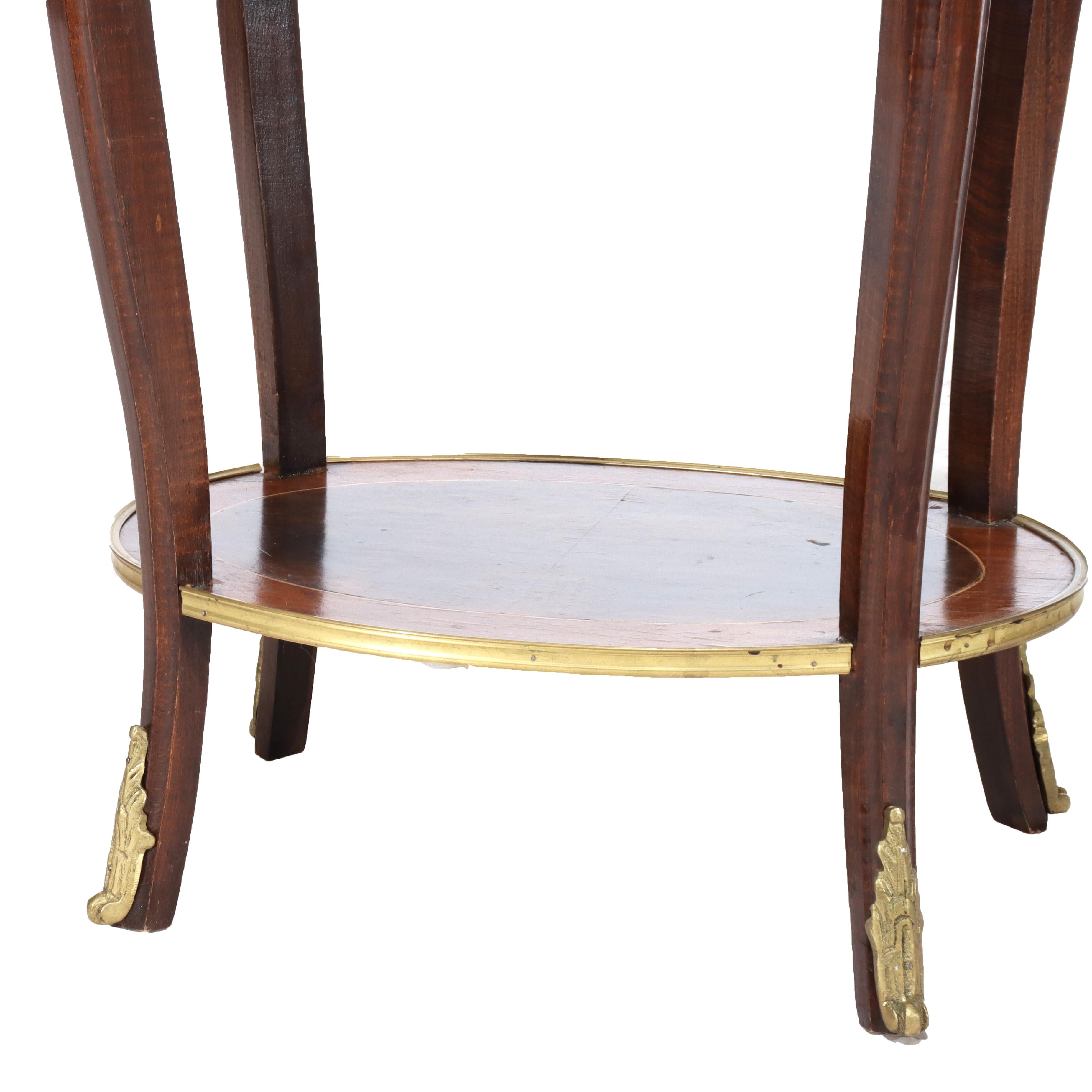20th Century Antique French Louis XIV Mahogany, Burl & Ormolu One Drawer Stand C1930 For Sale