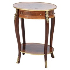 Antique French Louis XIV Mahogany, Burl & Ormolu One Drawer Stand C1930