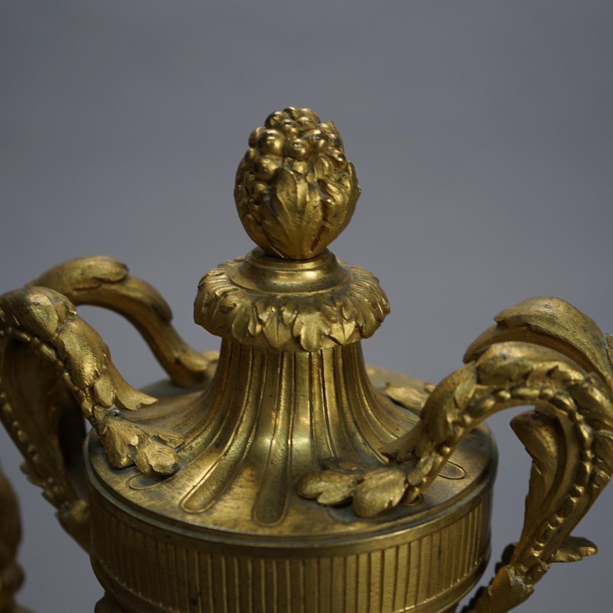 Antique French Louis XIV Neoclassical Figural Gilt Bronze Mantle Clock 19th C 7