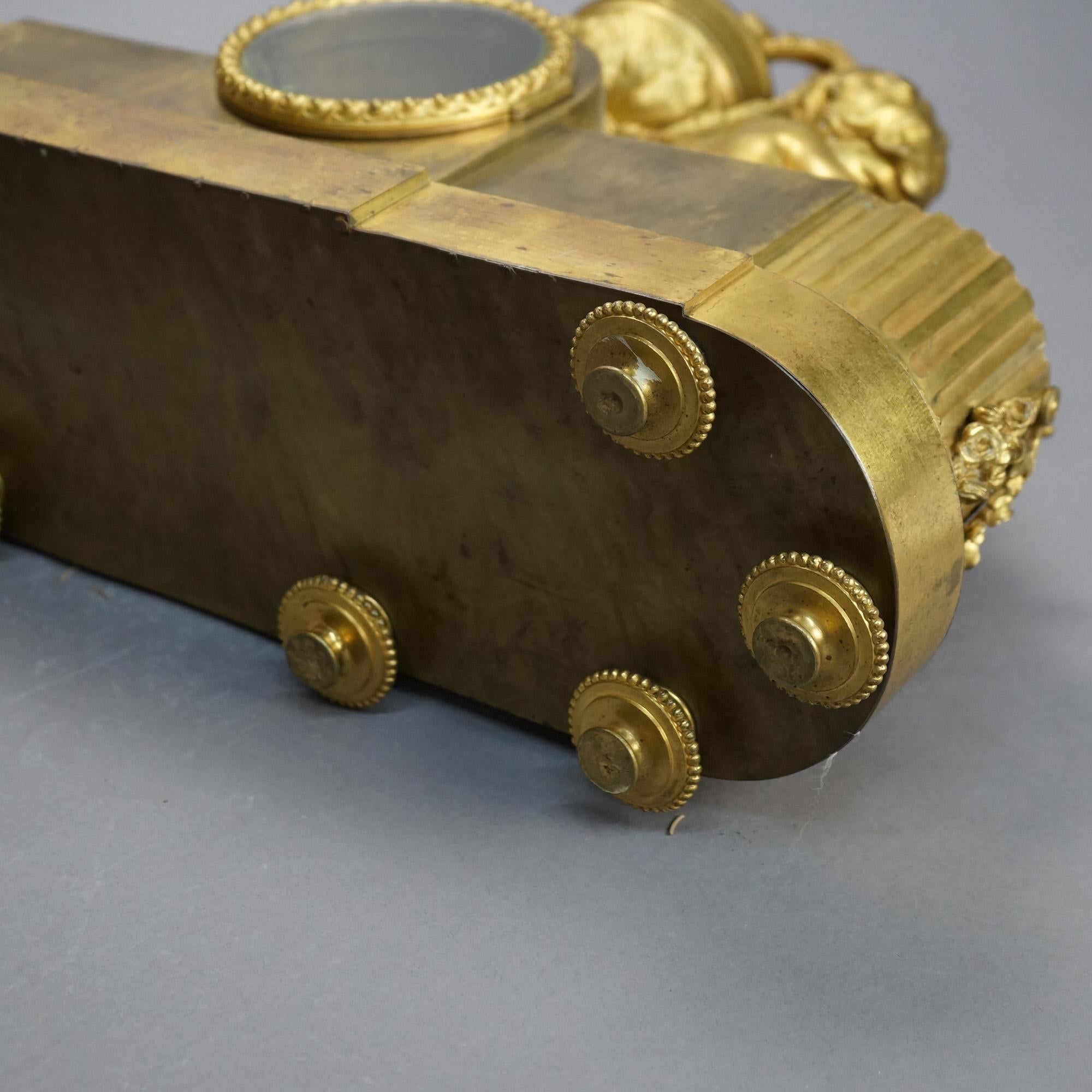 Antique French Louis XIV Neoclassical Figural Gilt Bronze Mantle Clock 19th C 13